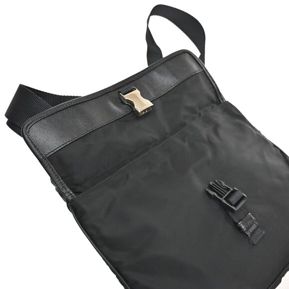 PRADA MILANO Logo Tessuto Shoulder Bag Nylon Leather Black Italy 87KA725 - Picture 9 of 16